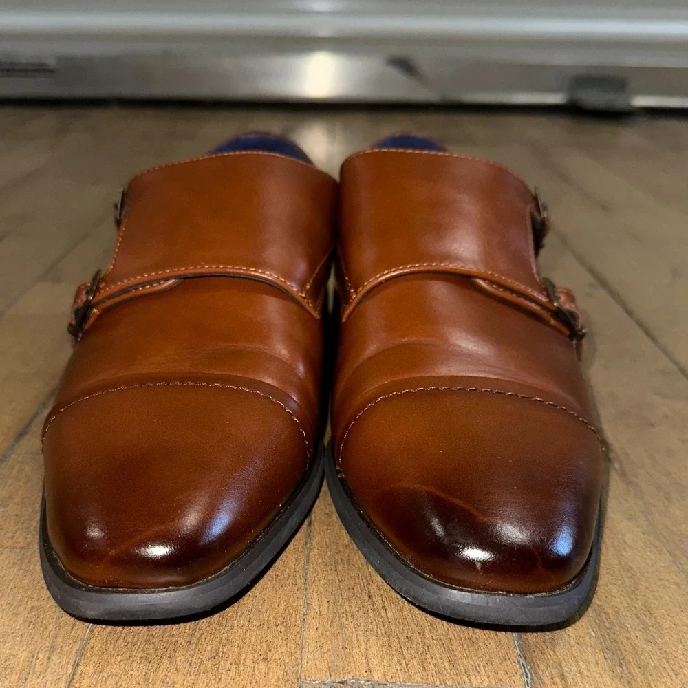 Bruno Marc Hutchingsonwide 2 Formal Shoes Mens 6.5 Brown Leather Monk Strap‎